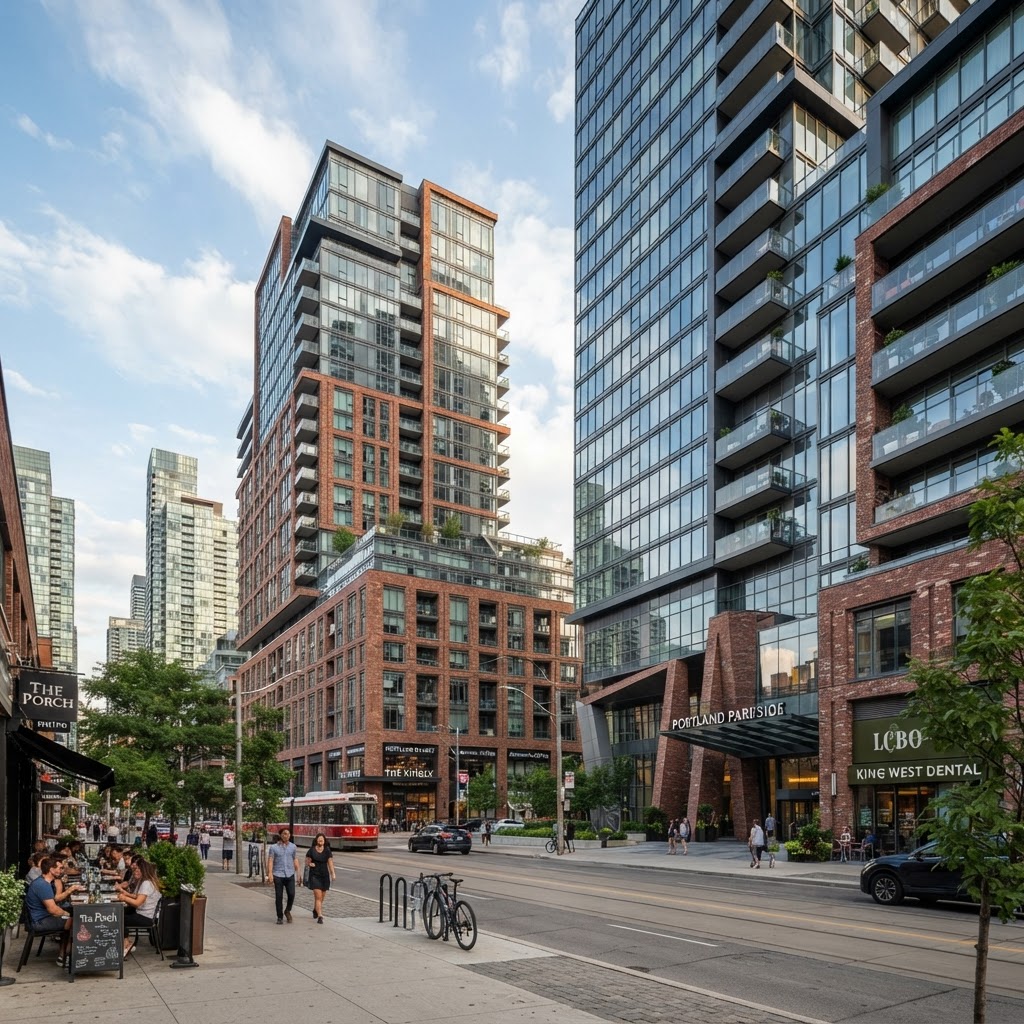 Illustrative photo of modern condo residences on Portland Street in King West